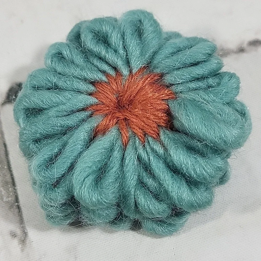 Vintage Handmade Chrochet Flower Fridge Magnets Lot Of 3 Pink Green Cottagecore